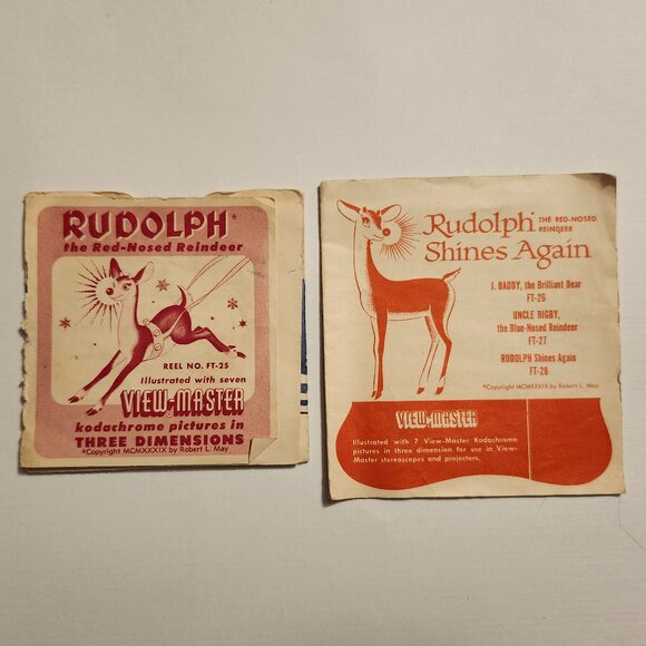 FESTIVE Vintage Rudolph The Red Nosed Reindeer View Master Reels Slides x 3 - Picture 3 of 7